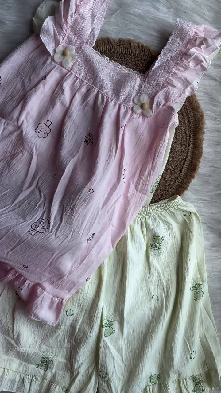 🌸 Blush Blossom Lounge Set – Cute Ruffle Top & Comfy Shorts Co-Ord 💕✨