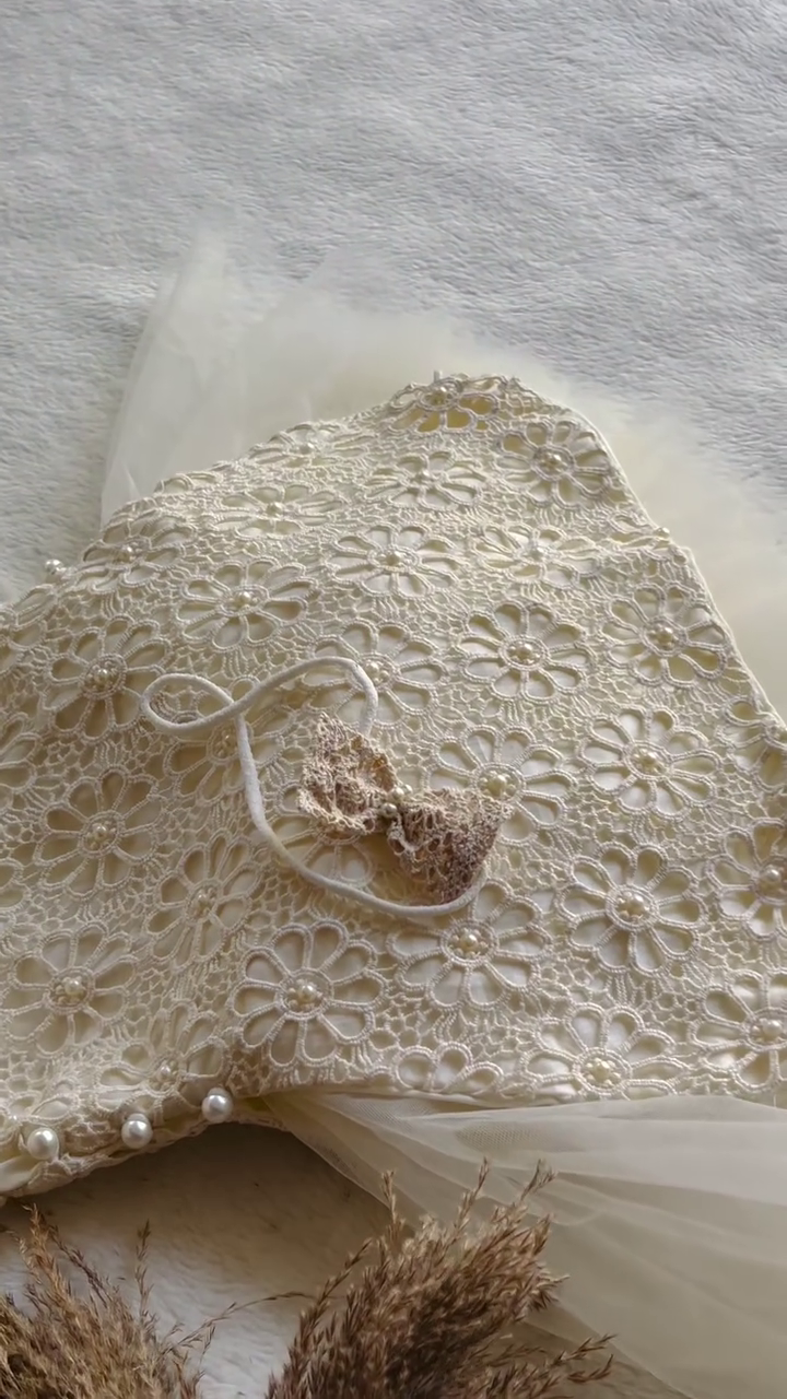 ✨ Ivory Pearl Bloom Lace Dress – Elegant Floral Party Wear 🌸🤍