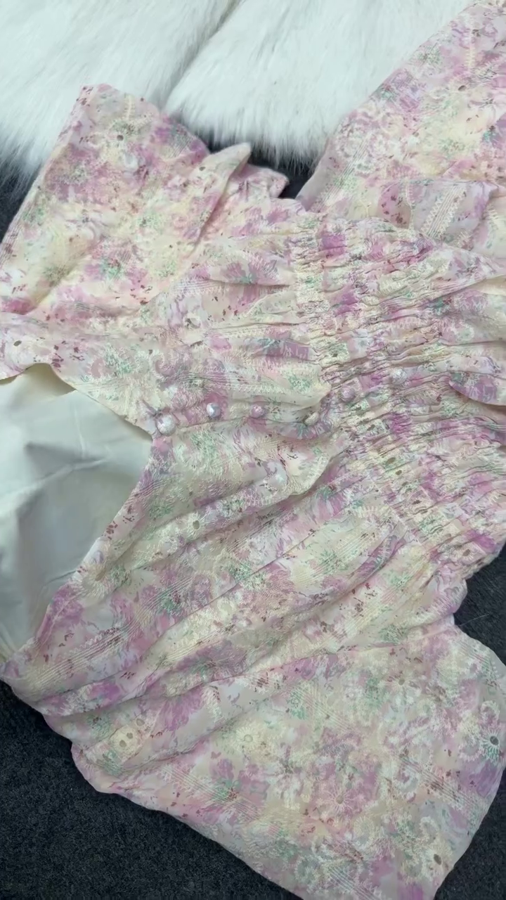 🌸 Pastel Garden Dream Maxi Dress – Soft Floral Lace Summer Dress 🌿✨