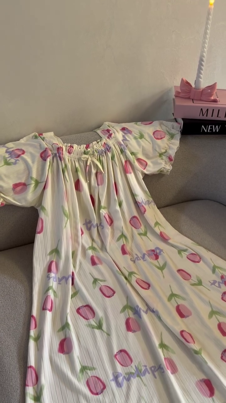 🍒 Cherry Blossom Pleated Maxi Dress – Sweet Aesthetic Summer Dress 🌸✨