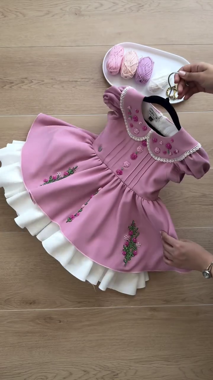 🌸 Princess Bloom Embroidered Party Dress – Baby Girl Premium Dress ✨👑💗