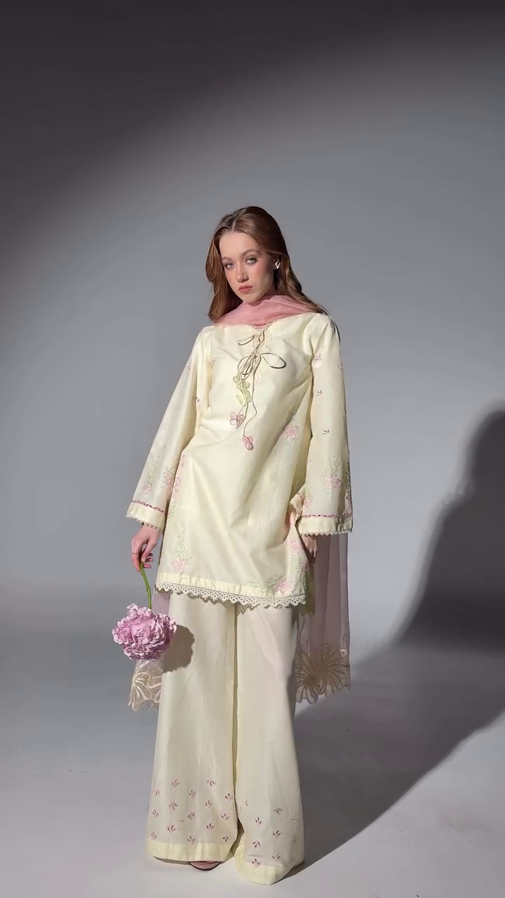 🌼 Noor Elegance Pastel Kurta Set – Embroidered 3-Piece Ethnic Outfit ✨🤍🌸