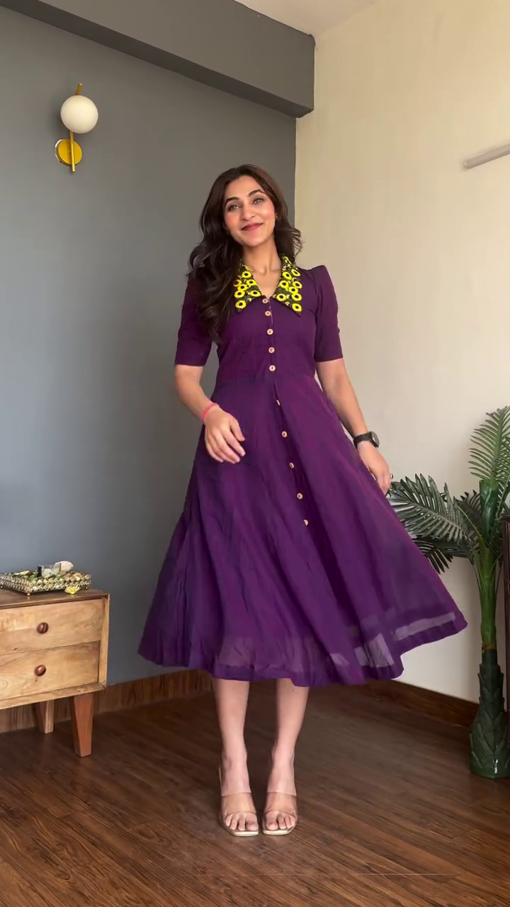 💙 Royal Indigo Button-Down Midi Dress – Vintage Inspired Everyday Elegance ✨👗