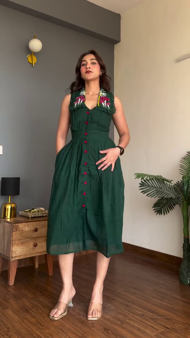 💙 Royal Indigo Button-Down Midi Dress – Vintage Inspired Everyday Elegance ✨👗