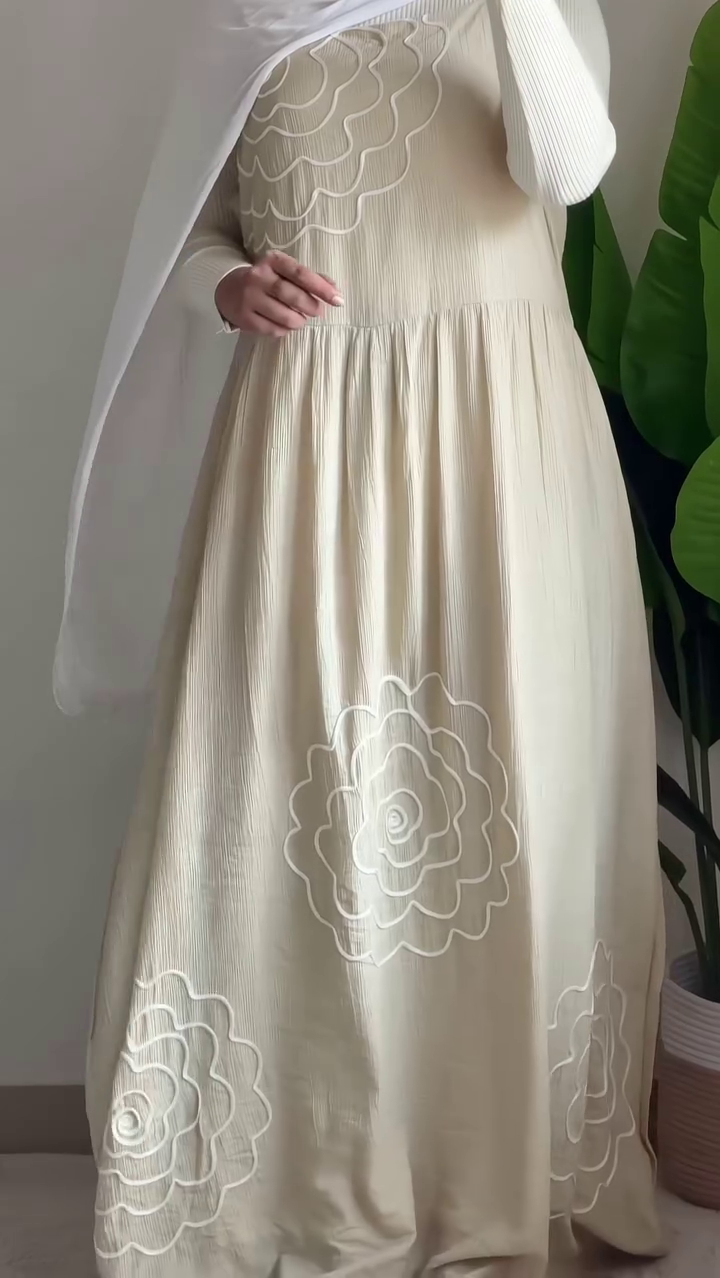 Olive Bloom Layered Maxi Dress 🌿 | Elegant Embroidered Pinafore Style Dress