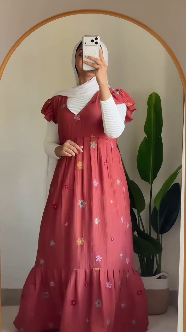 Blush Petal Layered Maxi Dress 🤍💗 | Soft Floral Embroidered Pinafore Set