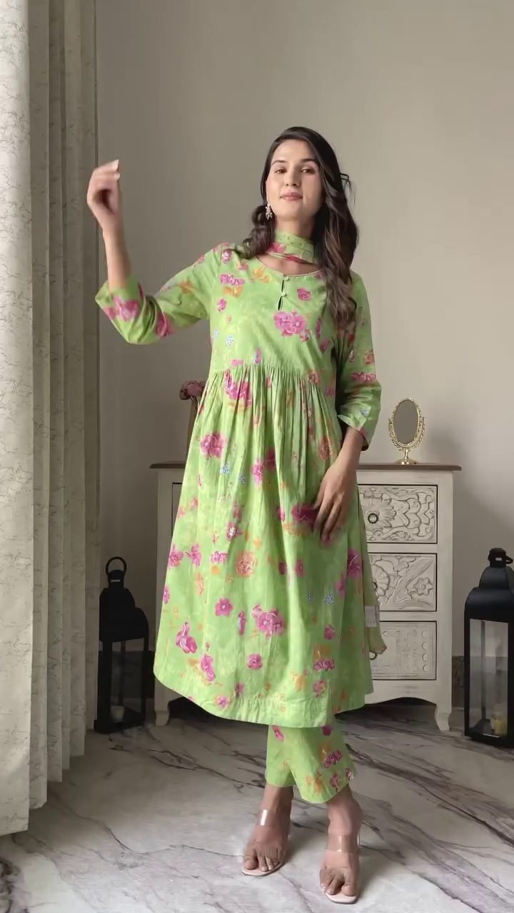 Blush Rose Ethnic Co-Ord Set 🌸 | Elegant Floral Kurta & Pants Set