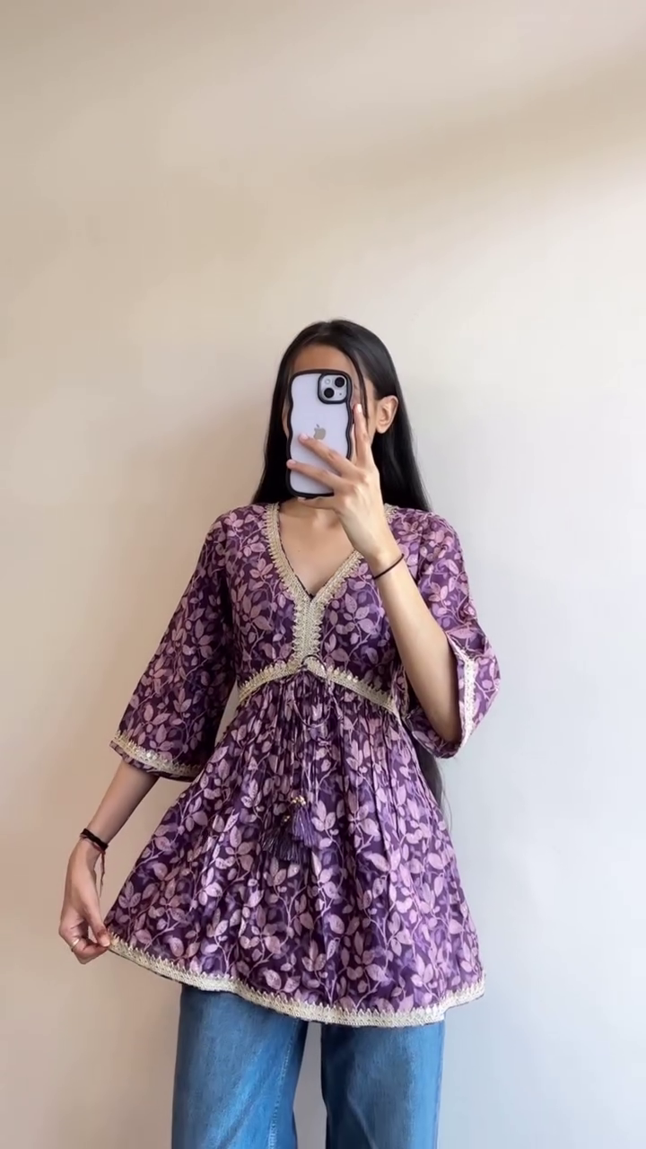 Mocha Muse Printed Short Kurti ✨ | Chic Boho Ethnic Top for Everyday Style