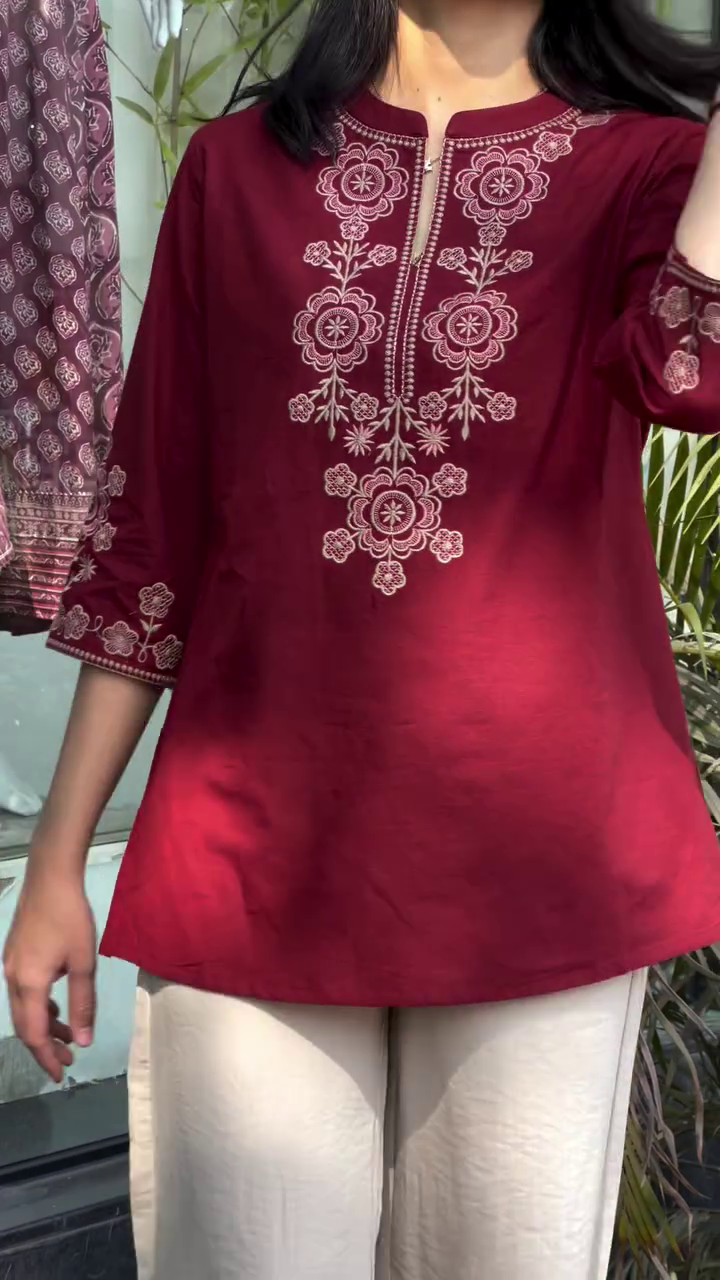 Olive Grace Embroidered Kurti ✨ | Elegant Minimal Ethnic Top