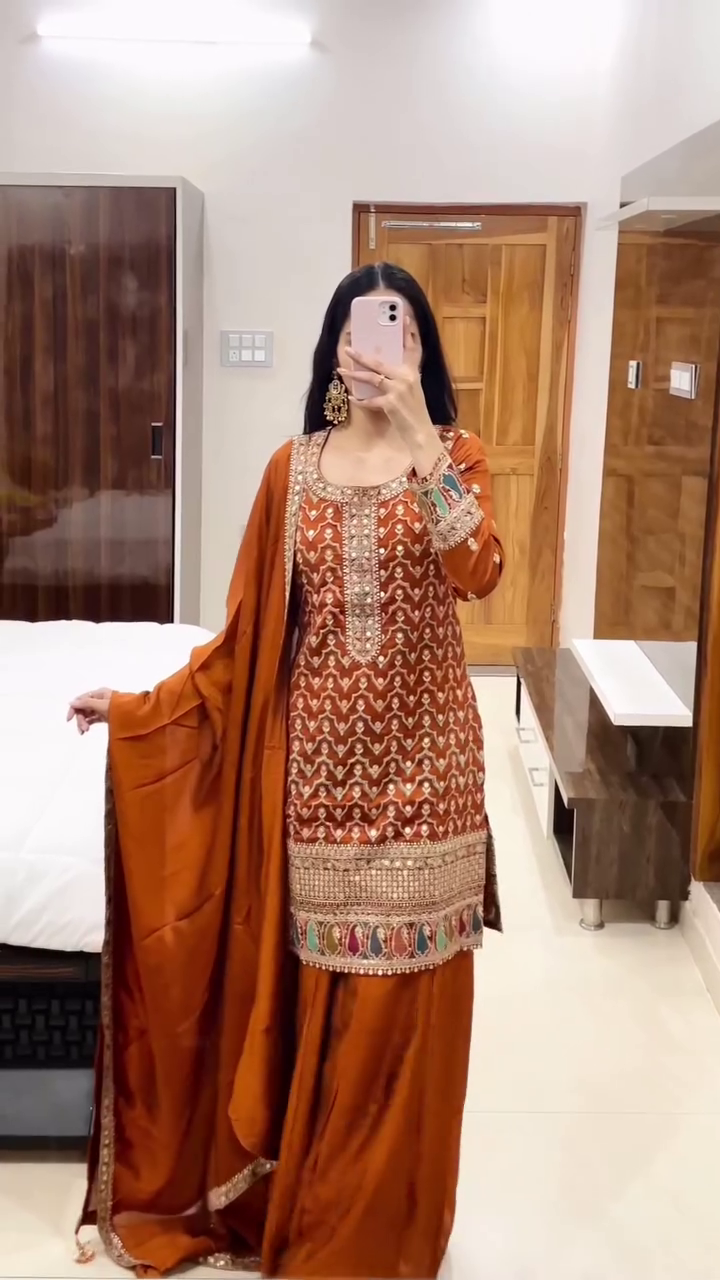 Lilac Luxe 3-Piece Co-Ord Set ✨ | Embroidered Crop Top, Palazzo & Sheer Jacket