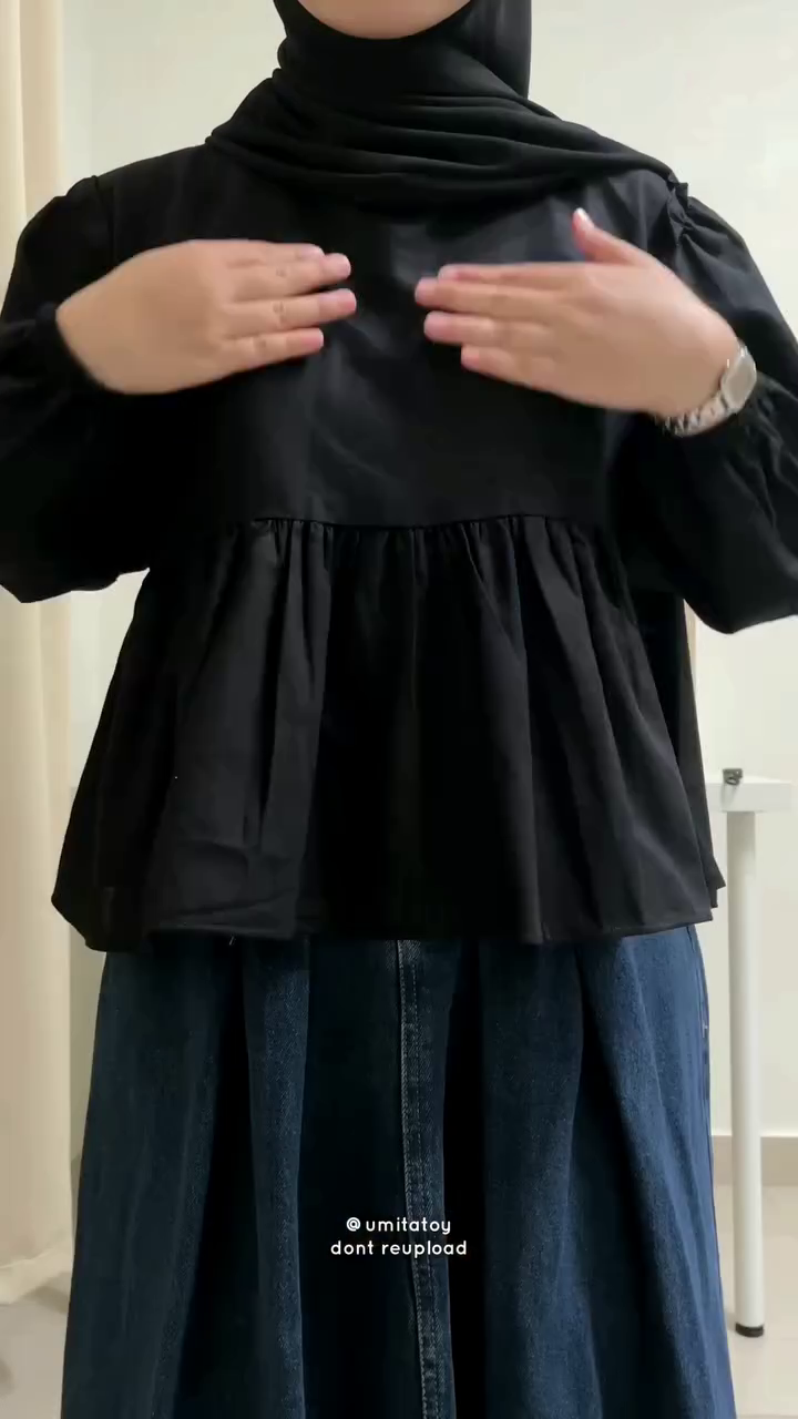 Midnight Modest Peplum Top ✨ | Elegant Flowy Everyday Blouse