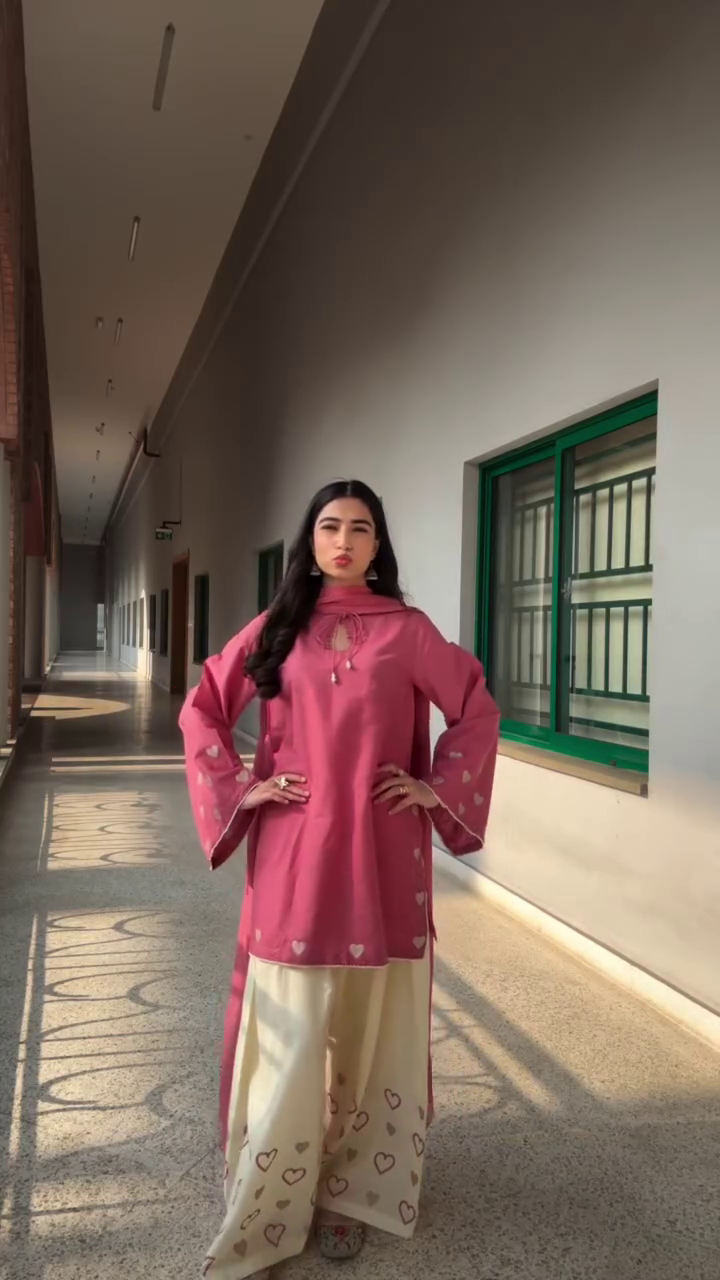 Blush Heart Embroidered Kurta Set ✨ | Soft Festive Ethnic Co-ord