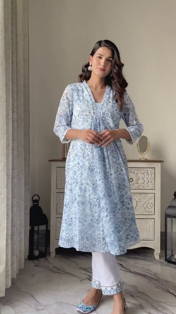 ❄️ Powder Blue Breeze Kurta Set – Subtle Grace & Everyday Elegance ❄️