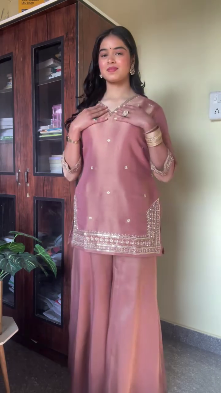 🤎 Mocha Majesty Embroidered Kurta Co-Ord Set 🤎